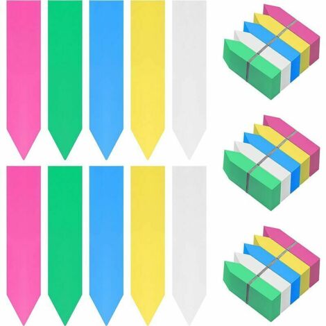Étiquettes de potager en plastique multicolores (lot de 500) - 10 x 2 cm - Étiquettes imperméables 5 couleurs pour pépinière, graines, plantes et herbes aromatiques (1/5)