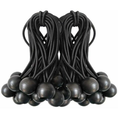 Cordons élastiques à 50 boules pour auvents, bâches, tonnelles, tentes et sacs de couchage, noirs (1/5)