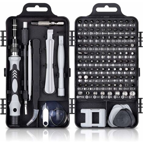 [JAMAIS UTILISÉ]115 en 1 Tournevis Precision Kit Tools, Portable Kit Tournevis de Précision Magnétique Tournevis Outils de Réparation Pour Ordinateur/Laptop/iPhone/Lunettes/Montre/Smartphone Noir (1/5)