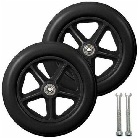 KZQ – Roues avant 8 pouces (lot de 2) – Caoutchouc PVC solide – Antidérapantes pour fauteuils roulants et déambulateurs – Capacité 120 kg
