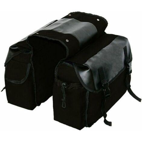 Sacoche de selle de moto de grande capacité - Sac à outils latéral de voyage en toile imperméable, accessoires de moto - Noir.