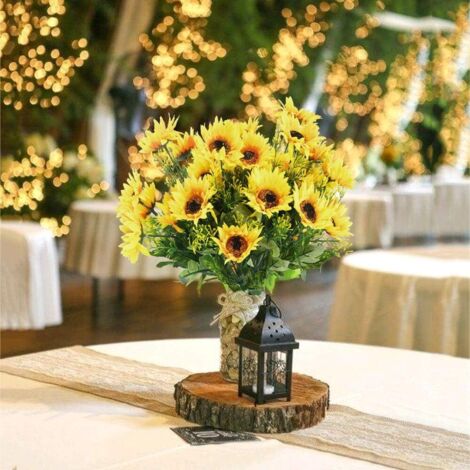 Bouquet de sorgho artificiel  - vert  3 fleurs jaune - décoration d'intérieur - H.80cm -  R3 main image 0