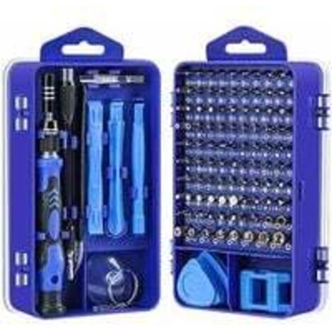 [JAMAIS UTILISÉ]Kit Tournevis de Précision Magnétique 115 en 1, Portable Mini Tournevis Outils de Réparation pour Demontage PC Portable, Smartphone, Montre, Lunettes, Ordinateur (Blue) (1/5)