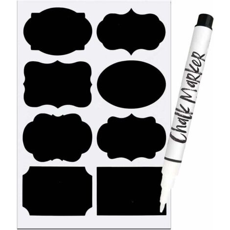 [JAMAIS UTILISÉ]KZQ Etiquettes autocollantes bocaux, 64PCS - Etiquettes pour tableau noir avec stylo à craie (1/4)