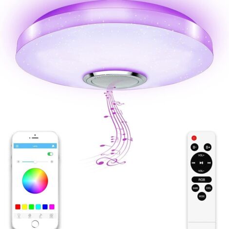 Plafonnier LED 36W avec haut-parleur Bluetooth, intelligent avec télécommande et application (1/4)