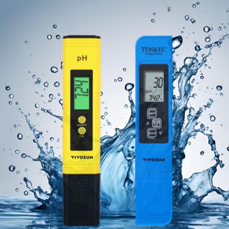Lot de pH-mètre et TDS mètre, pH-mètre de type stylo de haute précision 0,05 ph, TDS-mètre 3-en-1 (TDS, EC, et température) à précision de lecture de +/- 2 % (1/4)