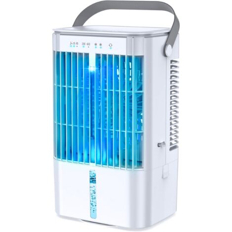 KZQ – Climatiseur mobile refroidisseur d'air 1200 ml – 3 vitesses – Minuterie 2-4h – Faible bruit – LED 7 couleurs pour ambiance