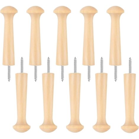 10 Pièces Patere Murale Bois Brut, Crochet De Bricolage, Longs Crochets en Bois pour Suspendre Vêtements, Chapeaux, Clés, Écharpes, Serviettes, Vêtements pour Chambre à Coucher