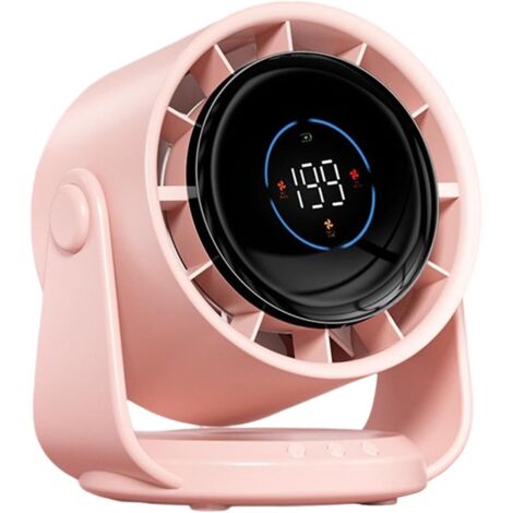 Ventilateur Refroidissement Multifunitional Ventilateur D'affichage Numérique Puissant 4000mAh Abs Texture Parfaite Pour Le Bureau Voyage Usage Intérieur(Rose)