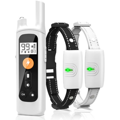 Collier anti-aboiement pour chien avec télécommande (890 m), avec 4 modes de dressage, collier anti-aboiement pour chiens de 27 à 45 kg, étanche, rechargeable, toutes races, tailles,Blanc
