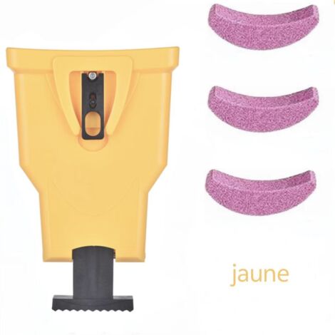 Affûteur de tronçonneuse, ensemble d'affûteur de tronçonneuse avec 3 pierres à aiguiser, outils de travail du bois rapides pour bûcherons, tondeuses à gazon, tronçonneuses(jaune) (1/4)
