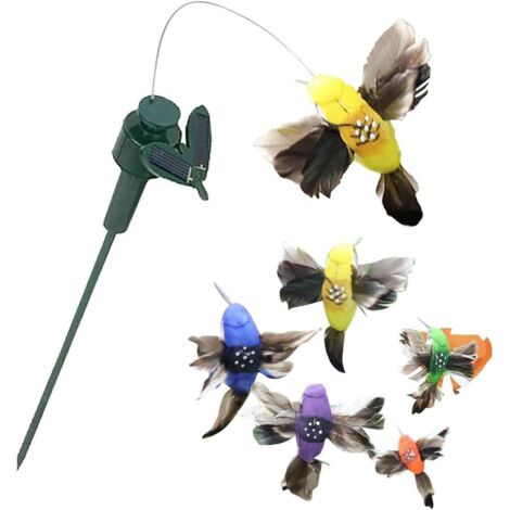 Colibri Solaire, 2PCS Réaliste Colibri Flottants Alimentés par L'Énergie Solaire et par Piles, Colibri Solaire en ABS pour Décoration de Jardin, Cour, Plantes et Patio (Couleur Aléatoire)
