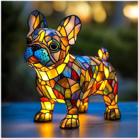Lampe Décorative Chien Chiwawa – Lampe De Table Or Et Noir, Moderne, 48 Cm