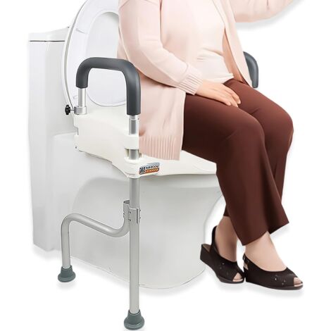 Siège de toilette surélevé réglable pour personnes âgées et handicapées - Siège de toilette surélevé robuste de 181 kg avec poignées - Convient à toutes les chaises percées standard/allongées