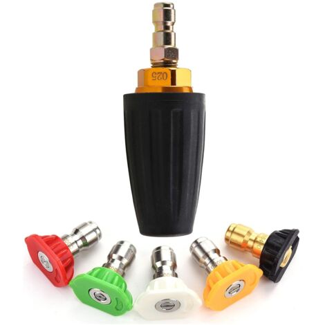 Buse turbo pour nettoyeur haute pression, buse turbo rotative, avec 5 embouts de buse de pulvérisation, orifice 2,5, 2500 PSI, 1/4 pouce, paquet de 6 (1/5)