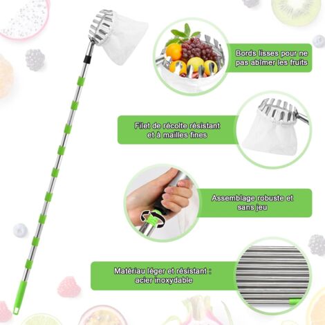 Perche Télescopique De Cueillette Réglable 2.5 à 10 M | Tige Acier Inox | Pour Fruits Haute Altitude, Élagage - 4