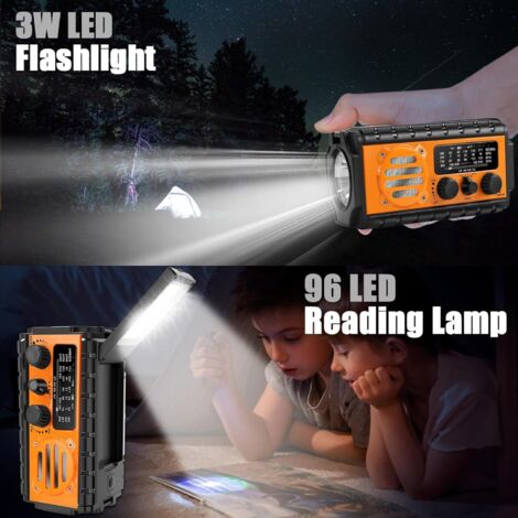 Radio Dynamo De Survie Avec Power Bank 2000mAh - Lampe LED 180°, FM/AM/SW, Magnétique - Pour Randonnée, Camping - 7
