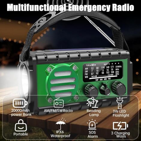 Radio De Survie Prunus J-924 - DAB/FM, Manivelle, Lampe Dynamo Et Batterie