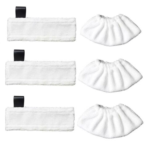 Compatible avec les accessoires de chiffon vapeur Karcher Black Label et le balai vapeur Karcher Magic Floor Mop SC Series (3 Black Label + 3 housses vapeur fines)