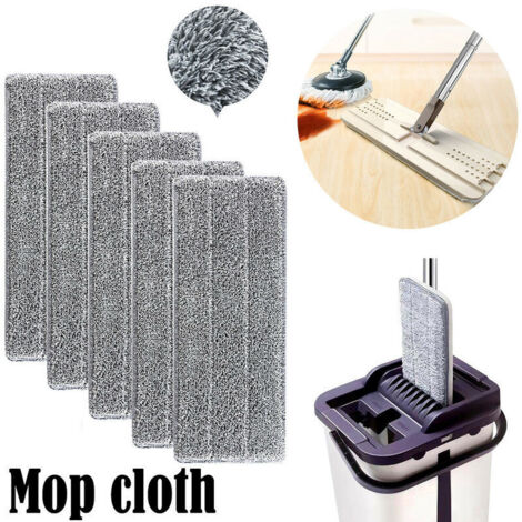 5 pièces Serpillères en Microfibre pour Balai Lave-Sol - Housse de Nettoyage de Rechange Vadrouille - La Tête de Ménage de Vadrouille pour Balai Plat - Nettoyage en Microfibre - Lingettes de Nettoyag (1/4)