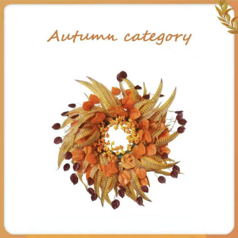 1 couronne de simulation de décoration d'Halloween, couronne de feuilles d'érable de simulation d'automne du festival des récoltes de Thanksgiving (1/5)