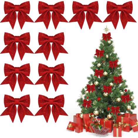 Cerf doré avec nœud rouge comme décoration de Noël de 32 cm | Leroy Merlin