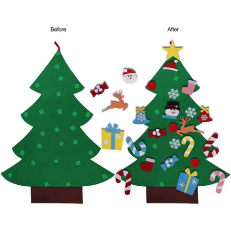 Kit Sapin De Noël En Feutre DIY – 98 Cm Avec 32 Ornements Amovibles, Décoration Murale Pour Enfants Et Moment Parent-enfant
