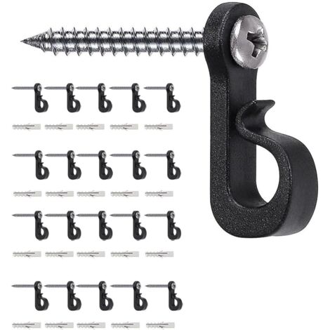 Lot de 20 crochets à vis Q-Hanger pour intérieur et extérieur pour lumières de Noël, garage, Nouvel An