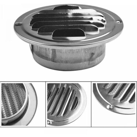 Grille de ventilation ronde - Aération - Conduit d'évacuation - Acier inoxydable, maille, diamètre 120mm - Électriciens, particuliers (1/4)