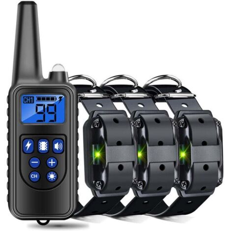 Collier de dressage pour chien - Dressage - Extérieur - Rechargeable, étanche, portée 800m, son, noir - Propriétaires de chiens