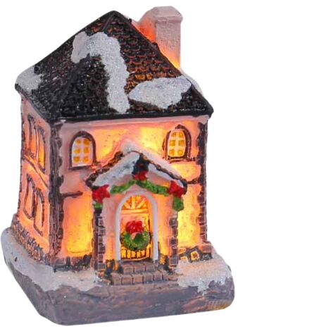 Décoration de bureau élégante Figurine d'art unique pour étagère et table-T2-62 Maisonnette lumineuse à toit noir, Modèle A