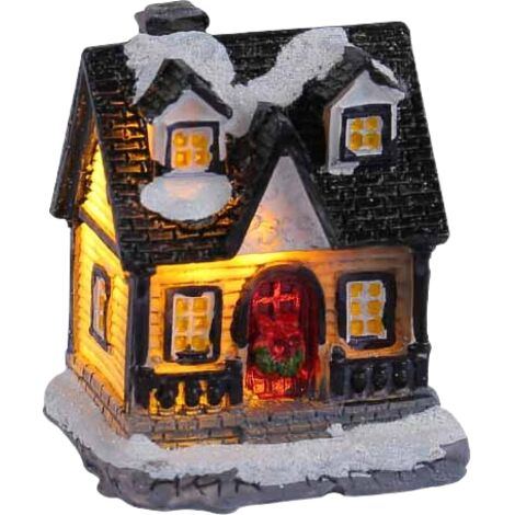 Décoration de bureau élégante Figurine d'art unique pour étagère et table-T2-60 Maisonnette lumineuse à toit noir, Modèle C (1/2)