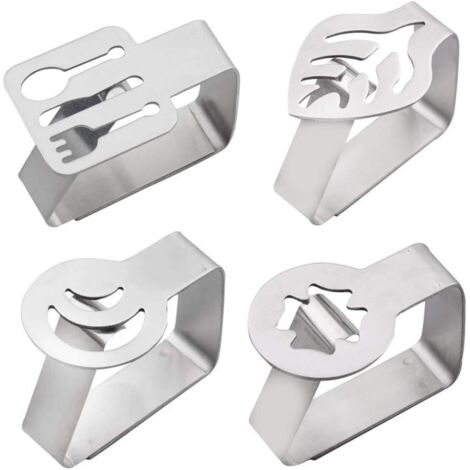 Pinces à Nappe en Acier Inoxydable Nappe Clips pour Home BBQ Mariage Party 4 Pièces (1/5)