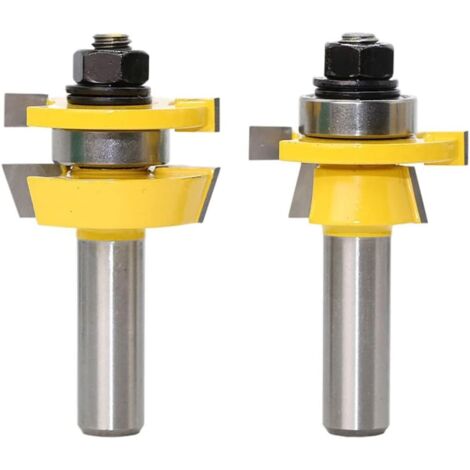 Tenon Groove Milling Cutter Bit Set de meuble, verrouillage mitre Set Cutter de fraisage tenon avec poignée de 1/2 pouce, pour portes, tables, étagères, etc. 2pcs (1/5)