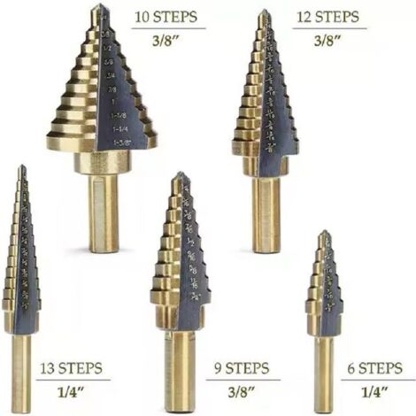Foret Étagé Conique En HSS Revêtu Titane - 4 à 32 Mm | Pour Métal, Bois, Plastique | Perçage Progressif Sans Changement D'Outils