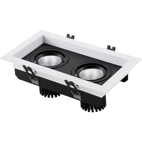 Downlight carré anti-éblouissant 2 grille dark light plafonnier noir luminaire en aluminium (1/4)