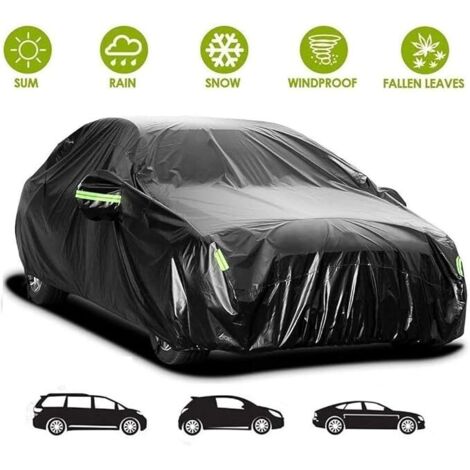 190T bâche de voiture noire extérieure imperméable à l'eau anti-poussière épaissie pare-soleil universel (1/5)