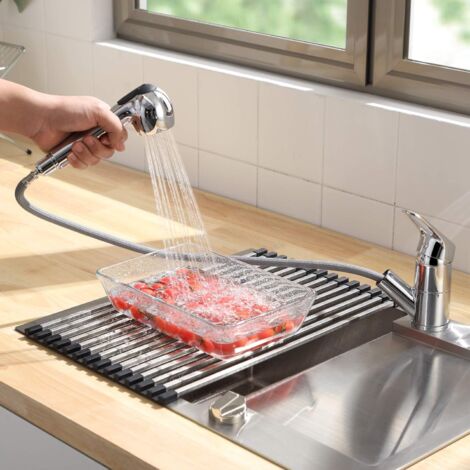 CECIPA Robinet Cuisine Mitigeur Evier avec Douchette Extractible 2 Jets au Choix en Cuivre Chormé Eau Froid et Eau Chaude (1/5)