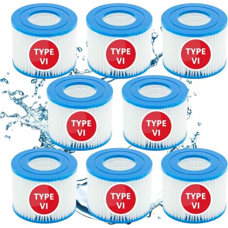 Cartouche defiltre Piscine Type VI, pour Bestway Type VI Pool Filter, Taille 6-58323 pour Filtre Spa pour bestway pour Lay-z-Spa Miami, Vegas, Monaco, pour Nettoyage Filtre Spa, 8pcs (1/5)