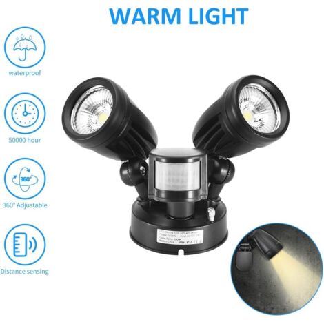Valex Projecteur LED 36 W – Basse Consommation Avec Détecteur De Mouvement – Idéal Extérieur, Crépusculaire