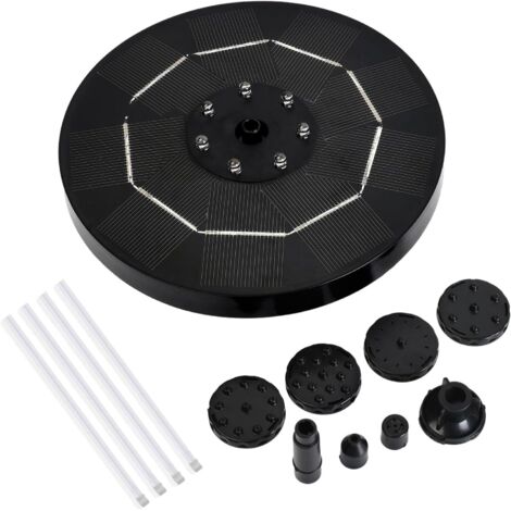 Fontaine solaire LED 3,5 W pour bain d'oiseau Pompe à eau solaire avec batterie 6 buses Fontaines d'eau flottantes pour jardin, bain d'oiseaux, étang, piscine, aquarium, 7 lumières LED (1/5)