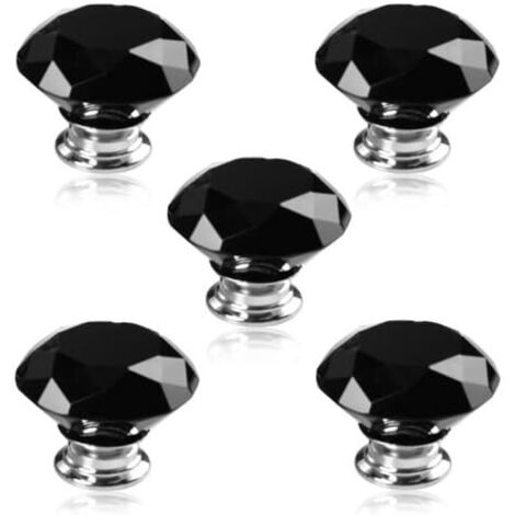 10 pièces/diamètre 30mm bouton de porte en cristal noir bouton armoire tiroir meubles verre diamant bouton (1/4)