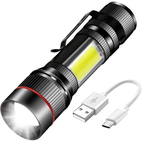 Torche LED, Torche Zoom Portable Rechargeable USB avec Aimant et Clip (1/5)