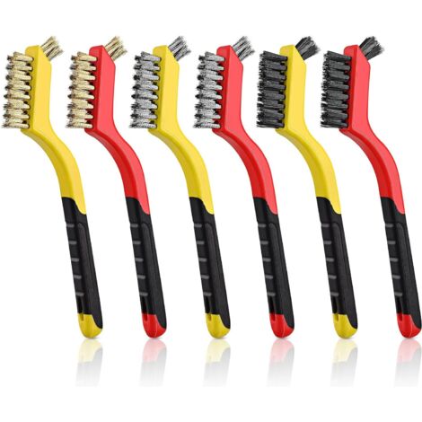 6 Pièces Brosses Métalliques avec Manche Incurvé Brosse de Maçonnerie Mini Brosse de Nettoyage en Fil de Fer à Poils (1/5)