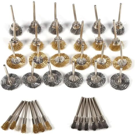 Garosa 36Pcs Brosse en Laiton de Polissage Ensemble Jeu de Brosses M&eacutetalliques pour Perceuse Outils Fil d'acier Inoxydable Kit Complet Forage Brosses Rotatifs (1/5)