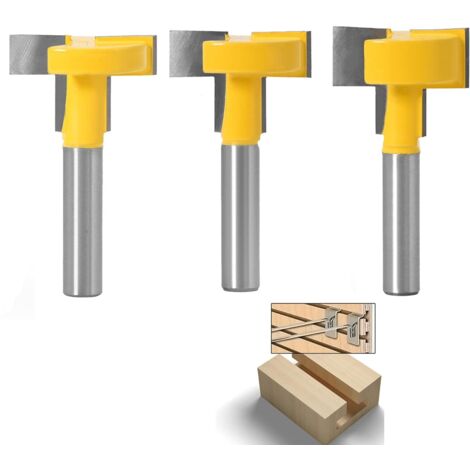 8mm T-Track Routeur à Rainure en T Forme Routeur Bits Coupe du 8mm Lame Jaune (3 fraises) (1/5)