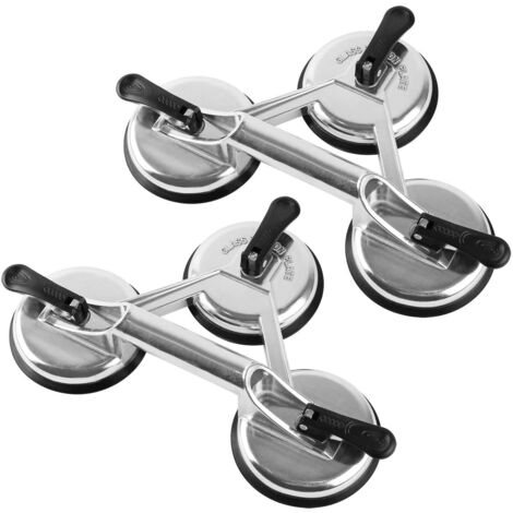 2X Vide ventouse verre Tétine Caoutchouc Aspirateur Aluminium pelle Max. 120kg Argent (1/5)