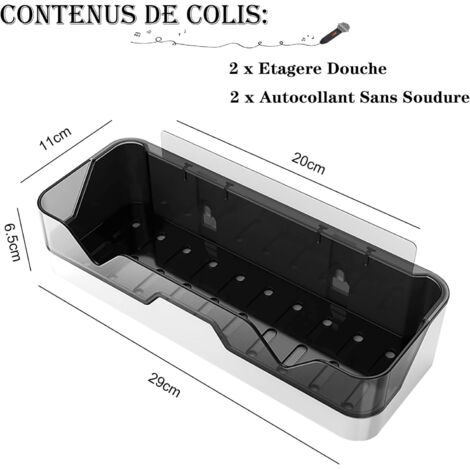 LEVERLOC Etagère Douche sans Perçage Support Douche de Coin 1 Seconde Installation Charge 10KG Impérable Rangement pour Carrelage Paroi de la Salle de Bain & Cuisine
