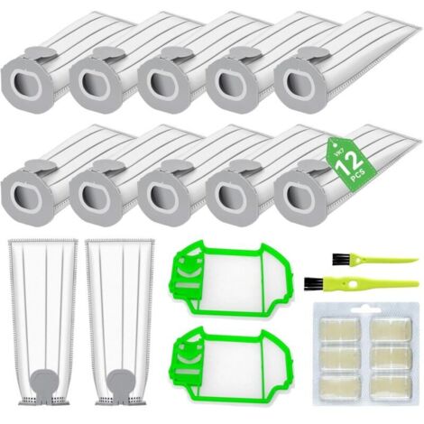 Sacs à poussière pour aspirateur Vorwerk Kobold VK7 (paquet de 12), 2 filtres à poussière, désodorisant, 2 brosses, produits compatibles
