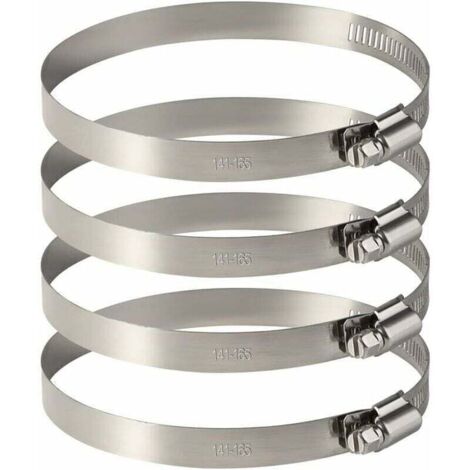 Colliers de serrage tuyau Fixation tuyau 4pcs inoxydable, 141-165mm Plombiers, bricoleurs